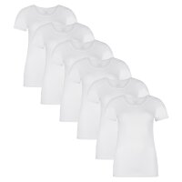 Bamboo basics Ladies T-Shirt KATE, pack of 6 - undershirt, crew neck, Single Jersey White S (Small)