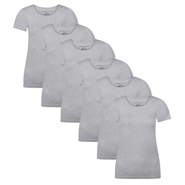 Bamboo basics Ladies T-Shirt KATE, pack of 6 - undershirt, crew neck, Single Jersey Grey XL (X-Large)