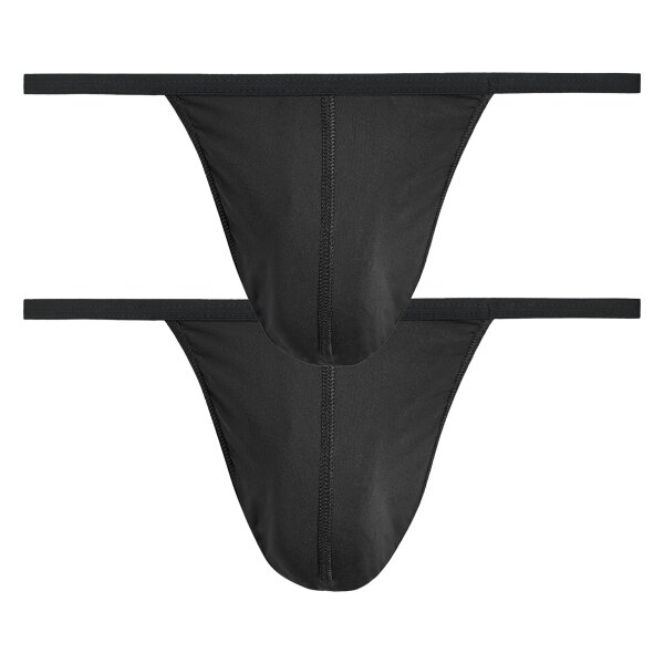 HOM Herren G-String 2er Pack - Plume, federleicht Schwarz (Black) 4 (Small)