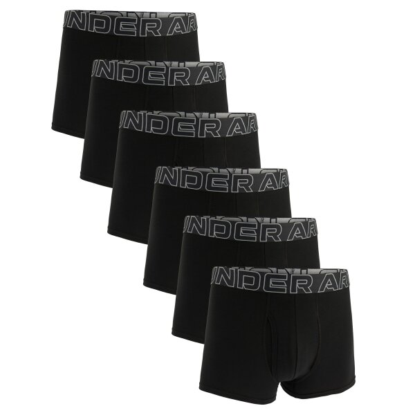 UNDER ARMOUR Mens Boxer Shorts, 6-Pack - Performance Cotton Trunks - Solid 3 in, Stretch, Cotton Blend Black L (Large)