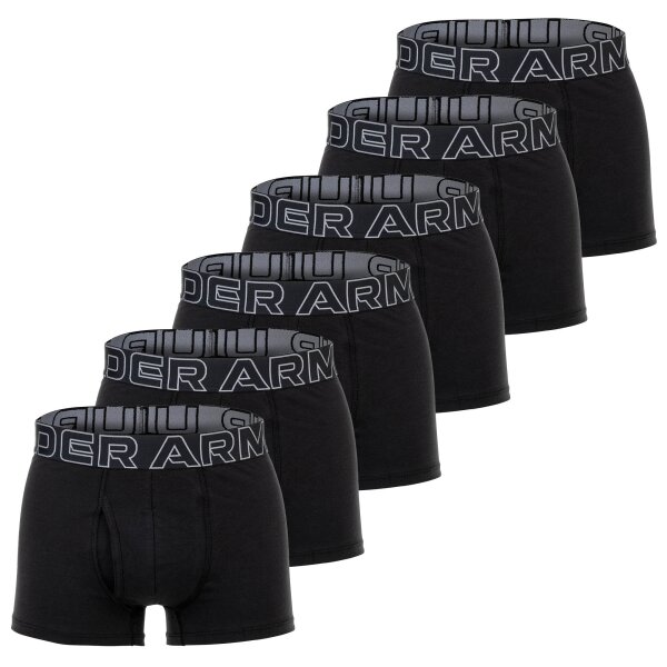 UNDER ARMOUR Herren Boxershorts, 6er Pack - Performance Cotton Trunks - Solid 3 in, Stretch, Baumwollmischung Schwarz 2XL