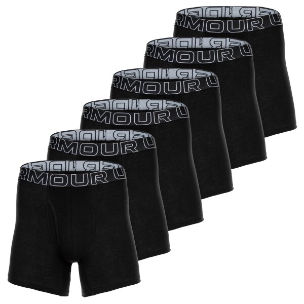 UNDER ARMOUR Mens Boxer Shorts, 6-Pack - Performance Cotton Boxer Briefs - Solid 6 in, Stretch, Cotton Blend Black 2XL (XX-Large)