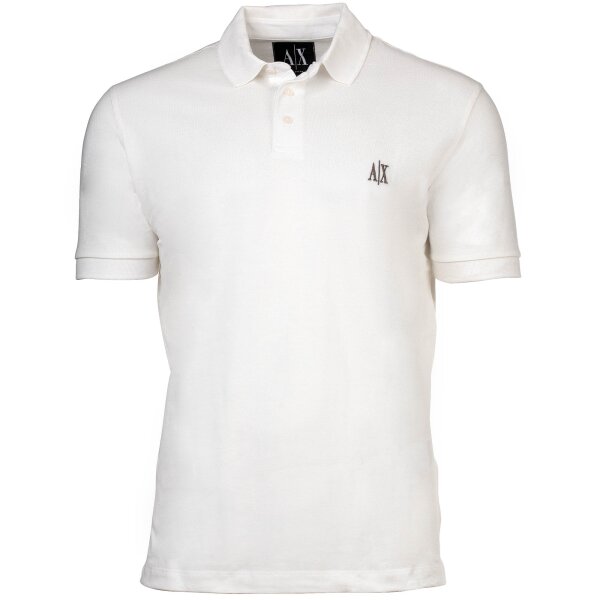 A|X ARMANI EXCHANGE mens polo shirt - collar, button placket, cotton piqué, plain White S (Small)