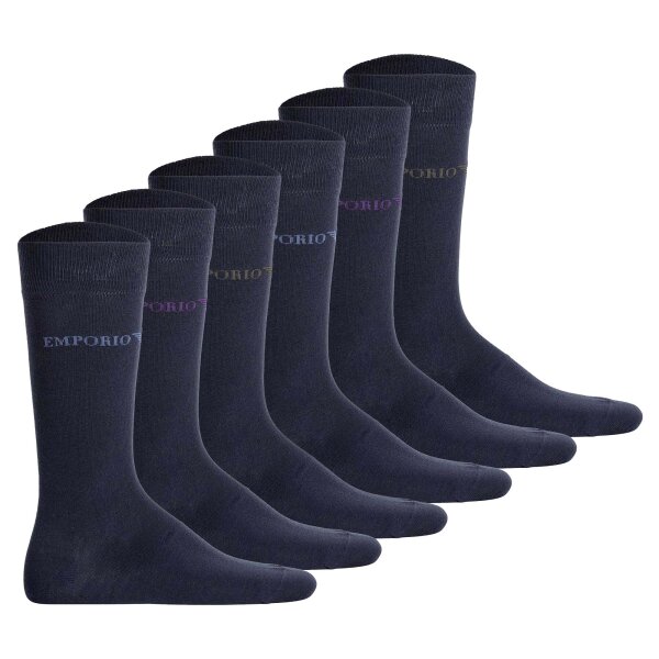 EMPORIO ARMANI Herren Socken, 6er Pack - CASUAL COTTON, Kurzsocken, One Size Marine 40-45