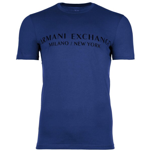A|X ARMANI EXCHANGE Mens T-shirt - Script, Round Neck, Cotton Stretch Mazarine Blue 2XL (XX-Large)