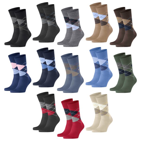 Burlington Herren Socken 2er Pack - Manchester, Rautenmuster, Bio-Baumwolle