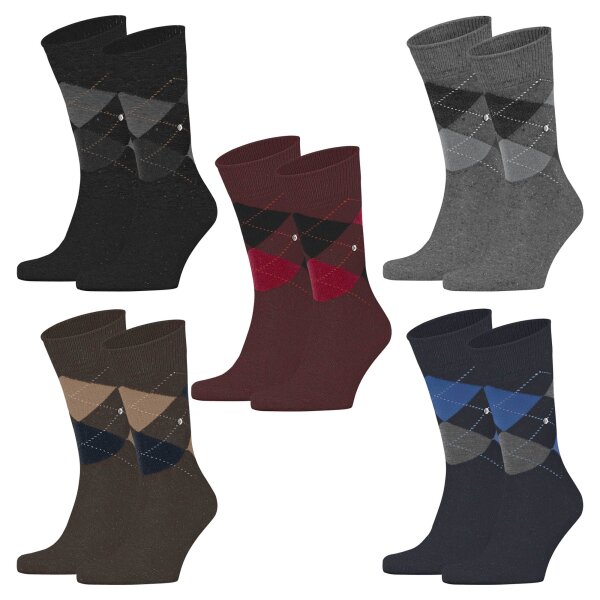 Burlington Herren Socken 2er Pack - Dundee, Rautenmuster, Kurzsocken, Wolle, One Size
