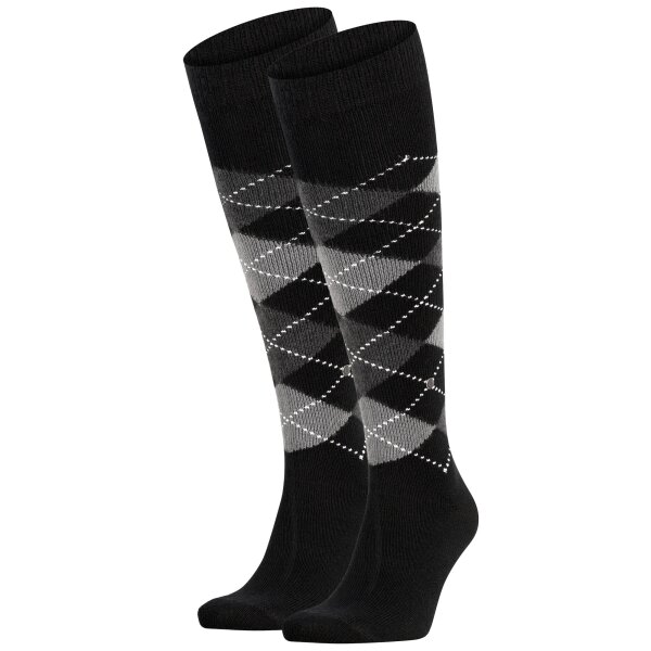 Burlington mens knee socks 2 pack - PRESTON, rhombus, One Size Black 40-46