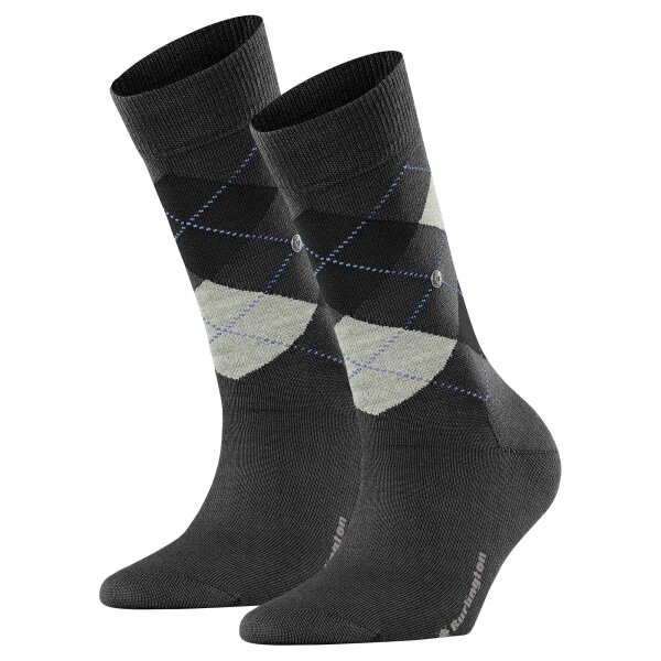 Burlington Ladies Socks MARYLEBONE Pack of 2 - short socks, diamond pattern, Onesize Dark Grey 36-41