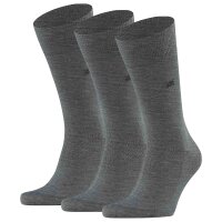 Burlington Herren Socken LEEDS 3er Pack - Schurwolle, Logo, Uni, One Size, 40-46 Grau 40-46