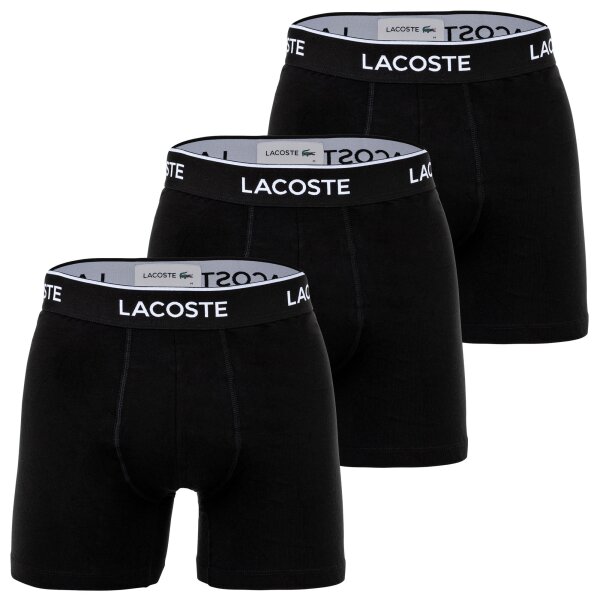 LACOSTE Herren Boxershorts, 3er Pack - Boxer Briefs, Cotton Stretch, Logobund Schwarz L