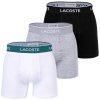 LACOSTE Herren Boxershorts, 3er Pack - Boxer Briefs, Cotton Stretch, Logobund Schwarz/Weiß/Grau M