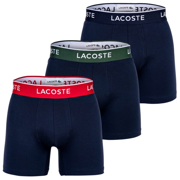 LACOSTE Herren Boxershorts, 3er Pack - Boxer Briefs, Cotton Stretch, Logobund Dunkelblau XL