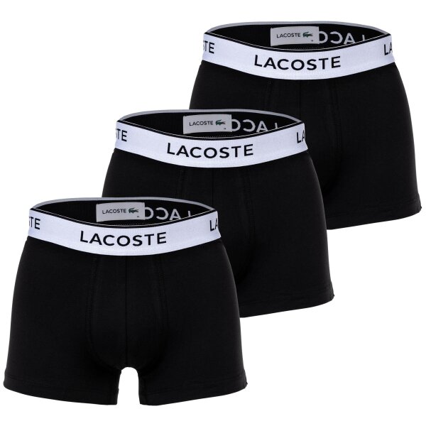 LACOSTE Herren Boxershorts, 3er Pack - Trunks, Casual, Cotton Stretch, Logobund Schwarz S