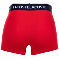 LACOSTE Herren Boxershorts, 3er Pack - Trunks, Casual, Cotton Stretch, Logobund Blau/Rot 2XL