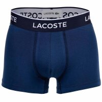 LACOSTE Mens Boxer Shorts, 3-pack - Trunks, Casual, Cotton Stretch, Logo waistband Blue/Red 2XL (XX-Large)