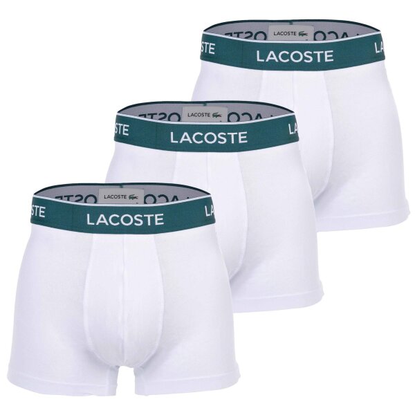 LACOSTE Mens Boxer Shorts, 3-pack - Trunks, Casual, Cotton Stretch, Logo waistband White S (Small)