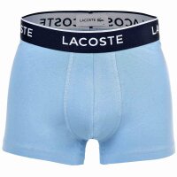 LACOSTE Mens Boxer Shorts, 3-pack - Trunks, Casual, Cotton Stretch, Logo waistband Blue/Grey S (Small)