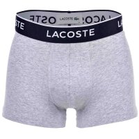 LACOSTE Mens Boxer Shorts, 3-pack - Trunks, Casual, Cotton Stretch, Logo waistband Blue/Grey S (Small)