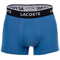 LACOSTE Mens Boxer Shorts, 3-pack - Trunks, Casual, Cotton Stretch, Logo waistband Blue/Grey S (Small)
