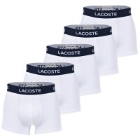 LACOSTE Mens Boxer Shorts, 5-pack - Trunks, Casual, Cotton Stretch, Logo waistband White S (Small)