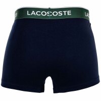 LACOSTE Herren Boxershorts, 3er Pack - Trunks, Casual, Cotton Stretch, Logobund Dunkelblau/Grün/Rot S