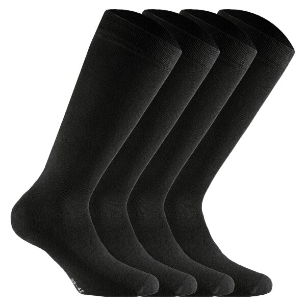 Rohner Basic unisex knee-high socks, 4-pack - Cotton II Long, socks, cotton mix Black 39-42 (5.5-8 UK)