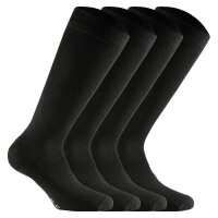 Rohner Basic Unisex Kniestrümpfe, 4er Pack - Cotton II Long, Socken, Baumwoll-Mix Schwarz 39-42