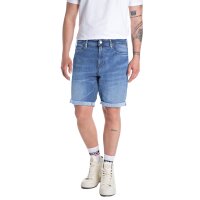 REPLAY Mens Denim Shorts - Super Stretch Denim, Tapered Fit Blue 30W