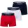 LACOSTE Herren Boxershorts, 3er Pack - Trunks, Casual, Cotton Stretch, Logobund Dunkelblau/Rot/Weiß S
