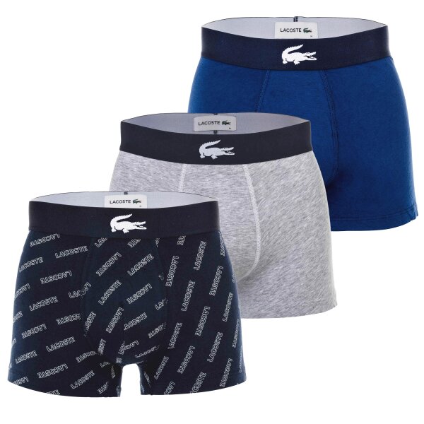 LACOSTE Herren Boxershorts, 3er Pack - Trunks, Cotton Stretch, Logobund