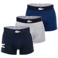 LACOSTE Herren Boxershorts, 3er Pack - Trunks, Big Croc Print, Cotton Stretch Dunkelblau/Grau L