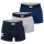 LACOSTE Herren Boxershorts, 3er Pack - Trunks, Big Croc Print, Cotton Stretch Dunkelblau/Grau M