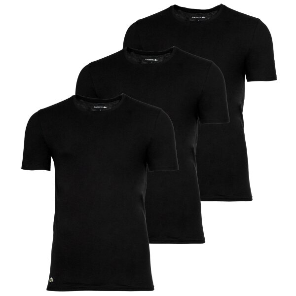 LACOSTE Mens T-Shirts, 3-pack - Essentials, Round Neck, Slim Fit, Cotton, Solid Color Black M (Medium)
