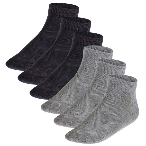 FALKE Kinder Sneakersocken, 6er Pack - Happy, Kurzsocken, einfarbig Schwarz/Grau 39-42