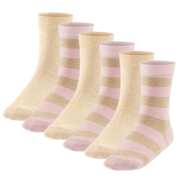 FALKE childrens socks, 6-pack - Happy Stripe, short socks, striped Light pink/Beige 23-26