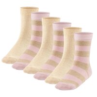 FALKE Kinder Socken, 6er Pack - Happy Stripe, Kurzsocken, gestreift Rosa/Beige 23-26
