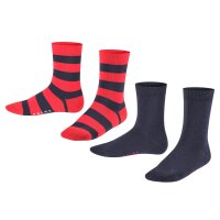 FALKE Kinder Socken, 6er Pack - Happy Stripe, Kurzsocken, gestreift Blau/Rot 27-30
