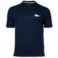 LACOSTE Mens T-shirt - loungewear, round neck, logo, cotton, single-coloured Dark blue XL (X-Large)