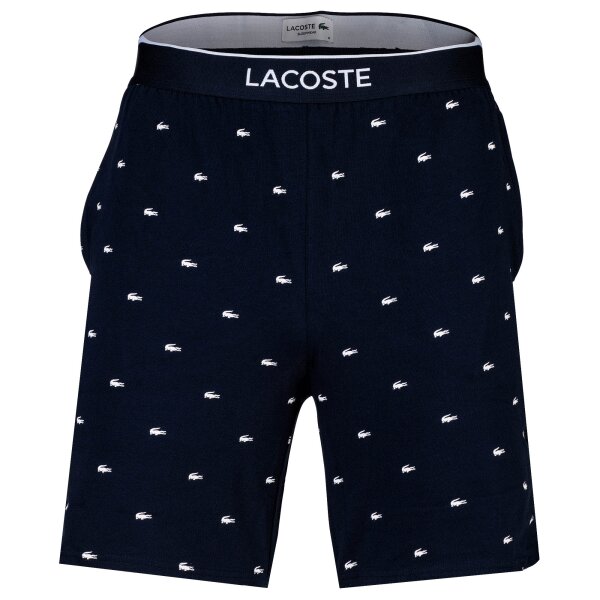 LACOSTE Mens Sweat Shorts - All-over print, loungewear, pyjama shorts, stretch cotton Blue M (Medium)