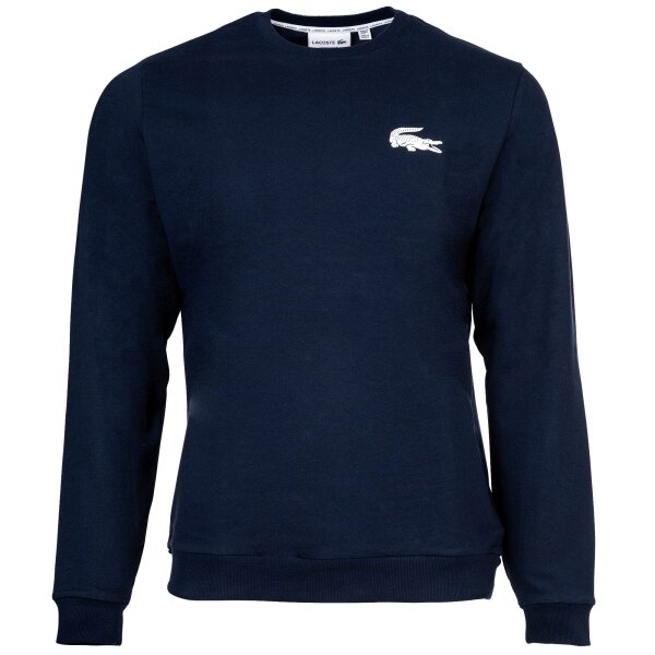 LACOSTE Mens Sweatshirt - Logo Print, loungewear, round neck, cotton blend Dark blue S (Small)