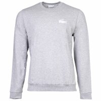 LACOSTE Herren Sweatshirt - Logo Print, Loungewear, Rundhals, Baumwoll-Mix Grau S