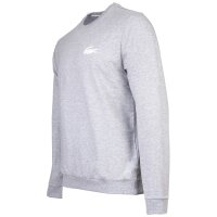 LACOSTE Herren Sweatshirt - Logo Print, Loungewear, Rundhals, Baumwoll-Mix Grau S