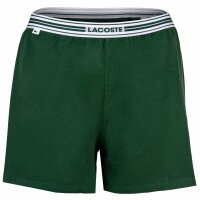 LACOSTE Damen Schlafanzug, kurz - Shorty, Pyjama-Set, Logo Print, Cotton Stretch Weiß/Grün L