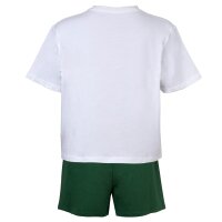 LACOSTE Damen Schlafanzug, kurz - Shorty, Pyjama-Set, Logo Print, Cotton Stretch Weiß/Grün M