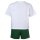LACOSTE Damen Schlafanzug, kurz - Shorty, Pyjama-Set, Logo Print, Cotton Stretch Weiß/Grün XL