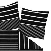 Janine bedding set, 2-piece – J.D., maco satin, cotton mercerised, silk finish, striped Nougat/Black 155x220cm