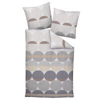 Janine bedding set, 2-piece – J.D., maco satin, cotton mercerised, silk finish, striped Grey/sand 135x200cm