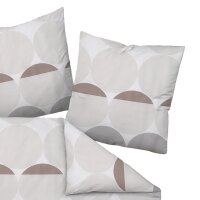 Janine bedding set, 2-piece – J.D., maco satin, cotton mercerised, silk finish, striped Grey/sand 135x200cm