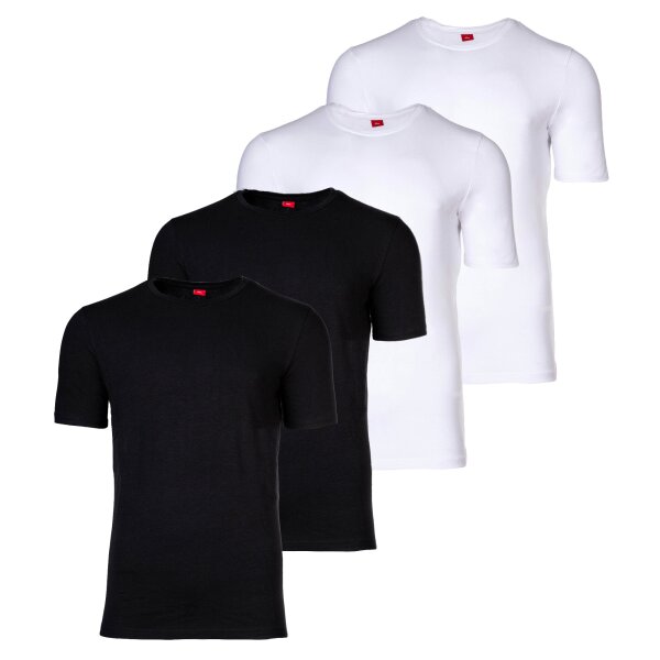 s.Oliver Herren T-Shirt, 4er Pack - Basic, Rundhals, einfarbig Weiß/Schwarz S
